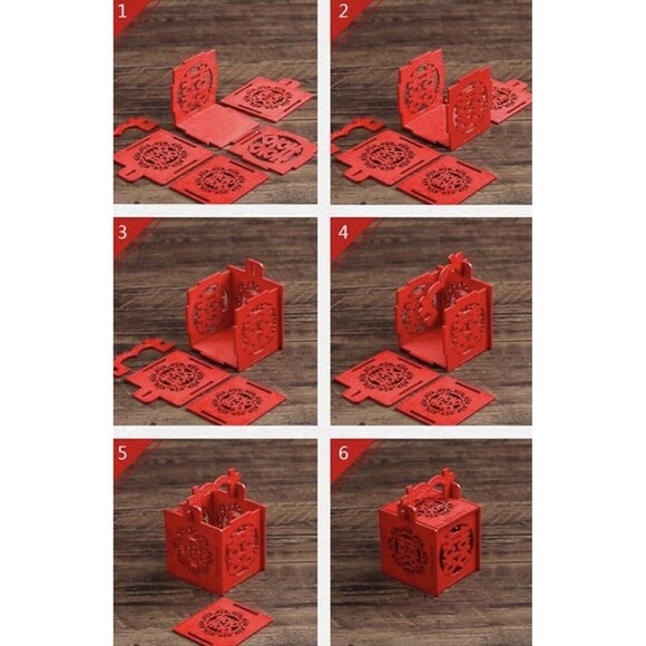 NEW 2 Red Chinese Candy Treat Favor Boxes Wedding Bridal Baby Shower New Year - Picture 7 of 7